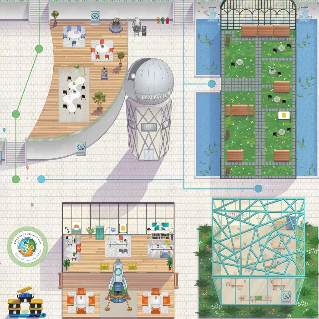 Science campus with an observatory and a greenhouse
