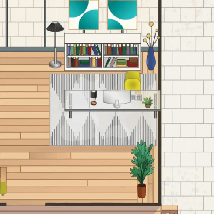 Animated tour of a furnished virtual room
